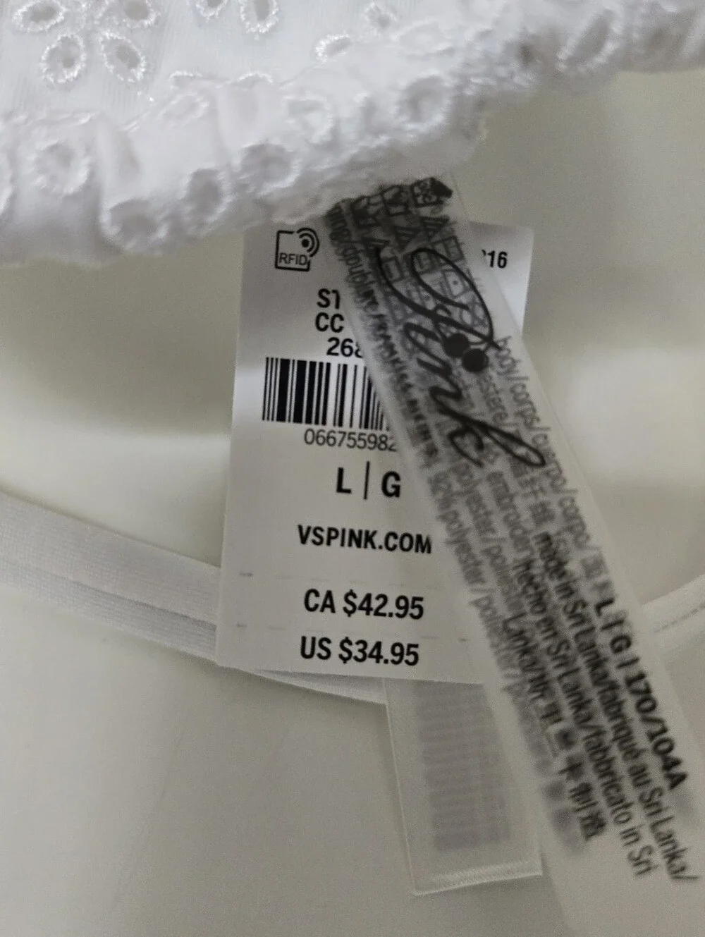 NWT FRANKIES Bikinis By PINK White Eyelet Triangle Bikini Top